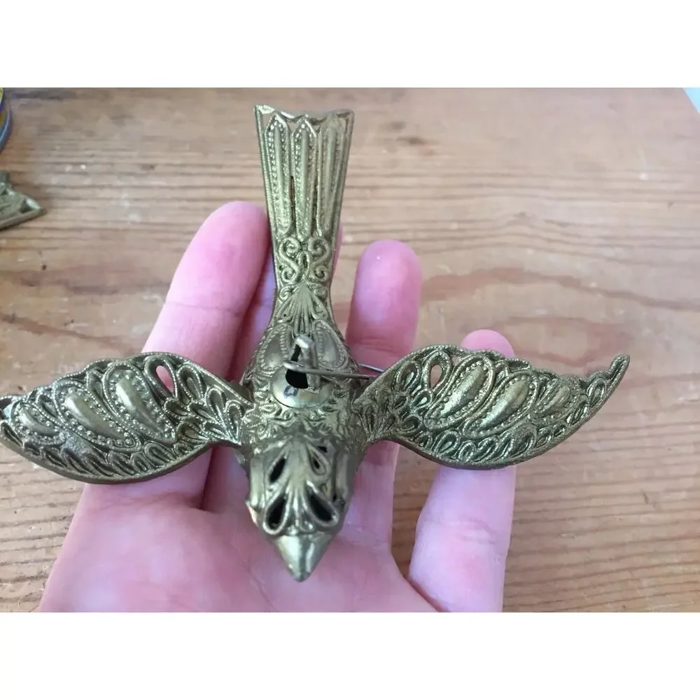 Vintage Pair Max Eckardt Italy Gold Plastic Filigree Birds Christmas Ornaments